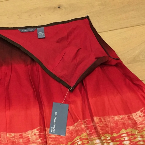 Hillard & Hanson Circle Skirt Size 14P Red Brown Ombre - Picture 4 of 9